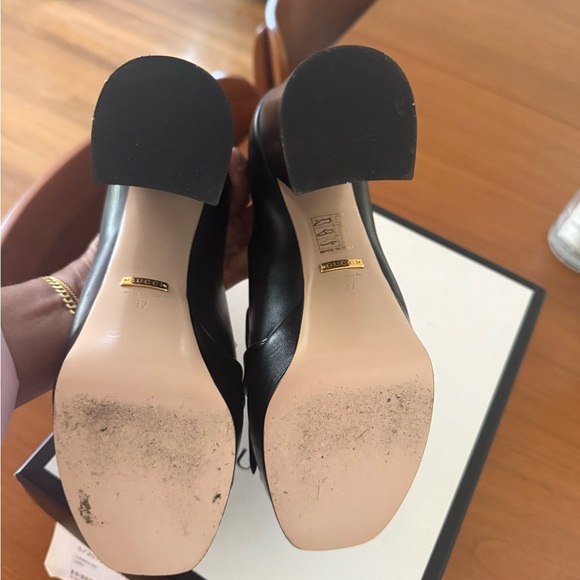 Gucci Black Platform Heels with Gold Accent - Picture 9 of 13